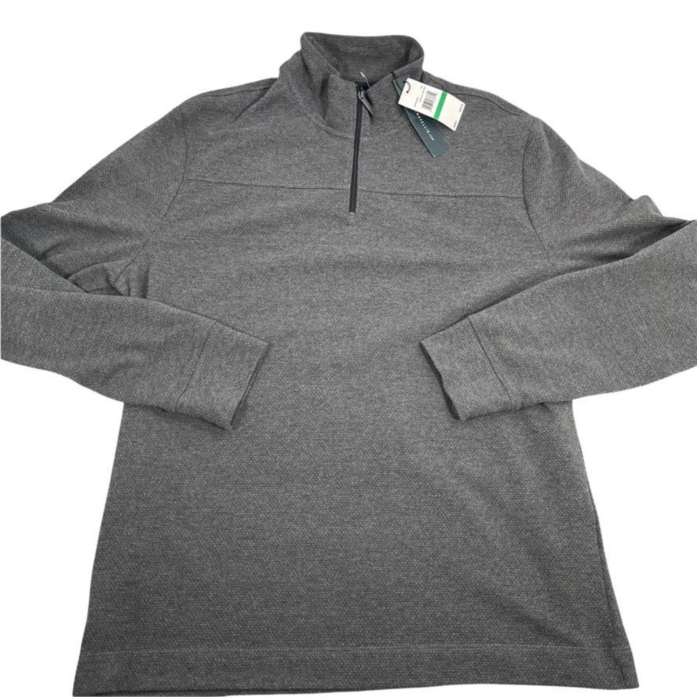Perry Ellis Size Large 1/4 zip Pullover Warm Gray Shirt Long Sleeve New w Tags
